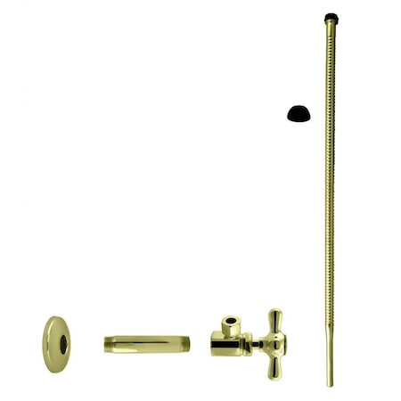 Westbrass Supply Kit, 1/2" IPS x 3/8" OD x 20" Corrugated in Polished Brass D103K20X-01